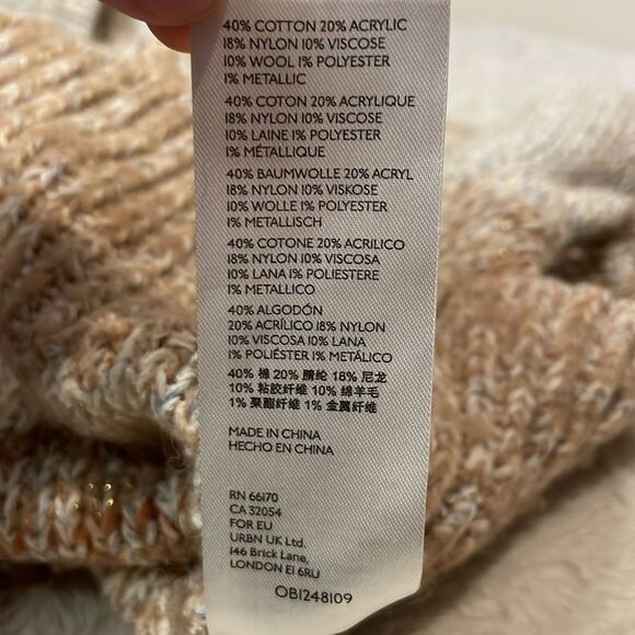 Pilcro- Anthropologie “Joyce” Neutral Striped V Neck Chunky Crop Sweater- Size S - Picture 10 of 10